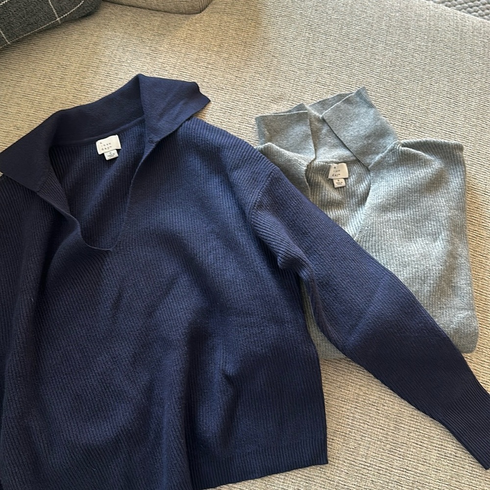 Two long sleeve collar tops